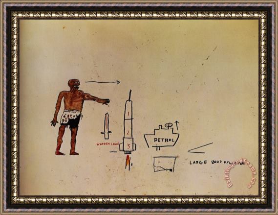 Jean-michel Basquiat Large Body of Water Framed Painting