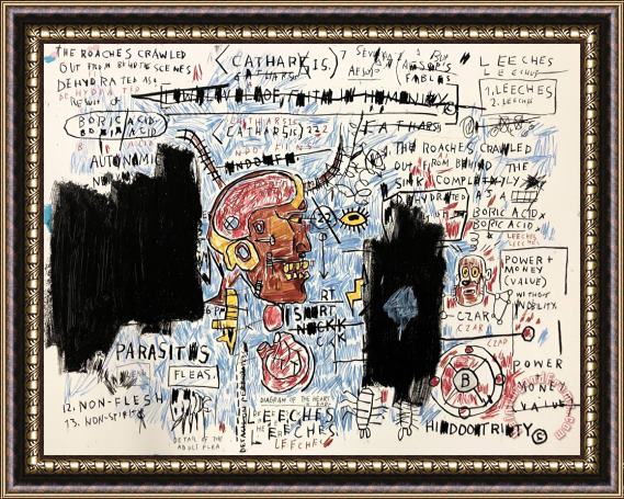 Jean-michel Basquiat Leeches Framed Painting