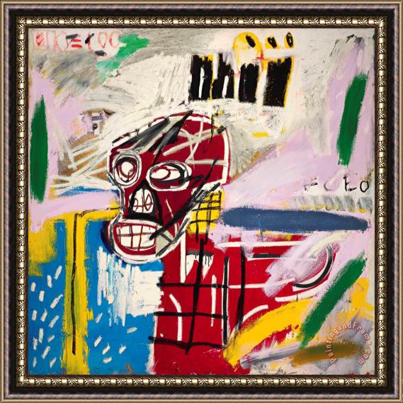 Jean-michel Basquiat Red Skull, 1982 Framed Painting