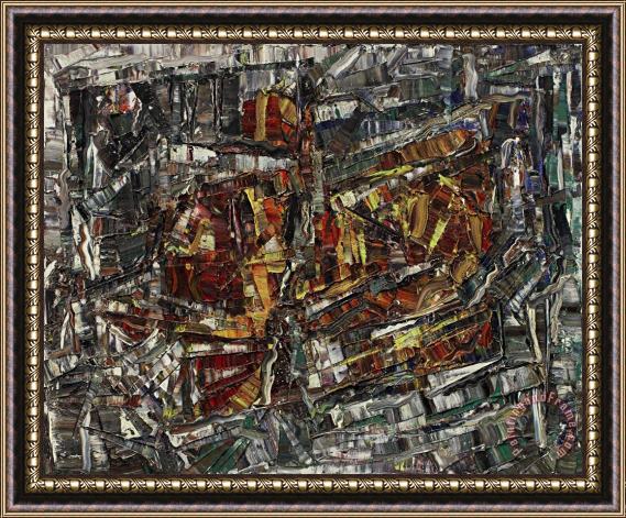 Jean-paul Riopelle Dans Les Chaumes, 1966 Framed Painting