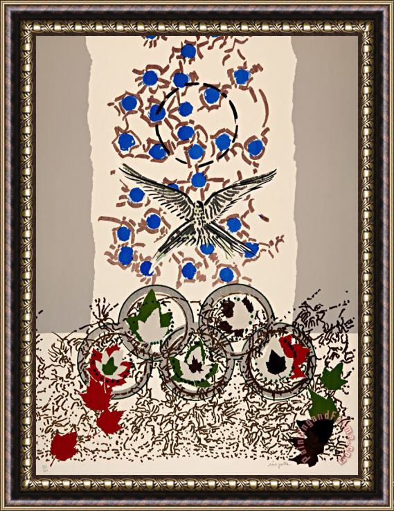 Jean-paul Riopelle Dove, From Official Arts Portfolio of The Xxivth Olympiad, Seoul, Korea, 1988 Framed Print