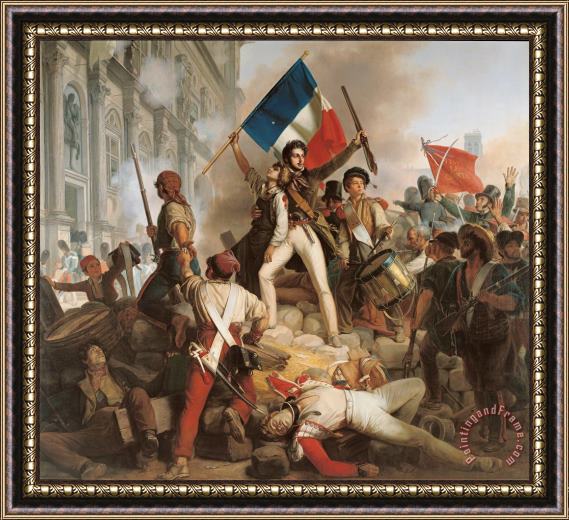 Jean Victor Schnetz Fighting at the Hotel de Ville Framed Painting