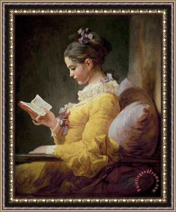 JeanHonore Fragonard Young Girl Reading Framed Print