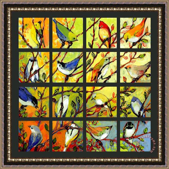Jennifer Lommers 16 Birds Framed Painting