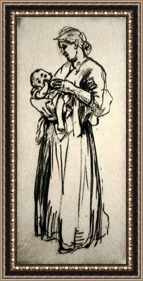 Jerome Myers Mother And Child Framed Painting