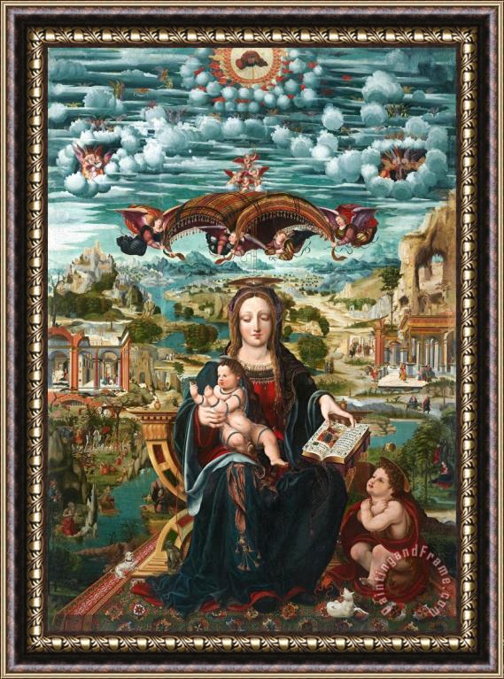 Joan de Burgunya  Virgin And Child with The Infant Saint John Framed Painting