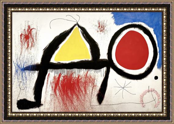 Joan Miro Character in Front of The Sun Framed Print