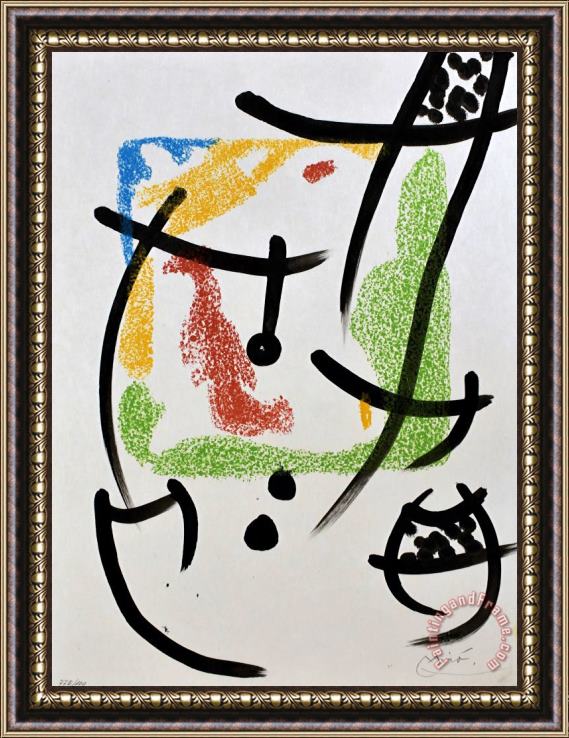 Joan Miro Composition Viii, 1968 Framed Painting