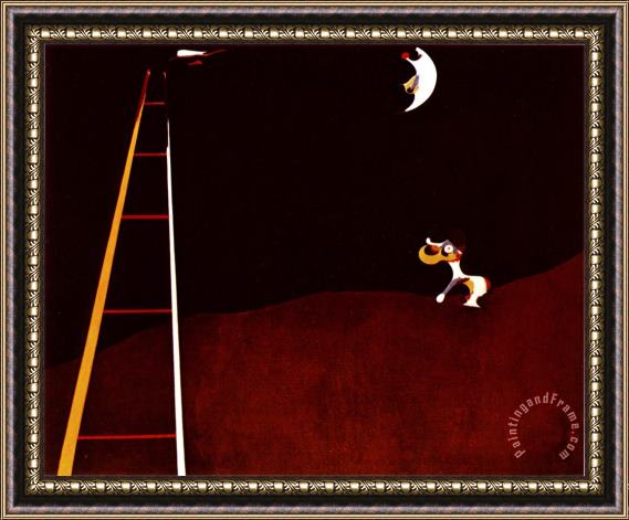 Joan Miro Dog Barking at The Moon Framed Painting