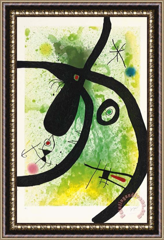 Joan Miro Le Chasseur De Pieuvres, 1969 Framed Painting