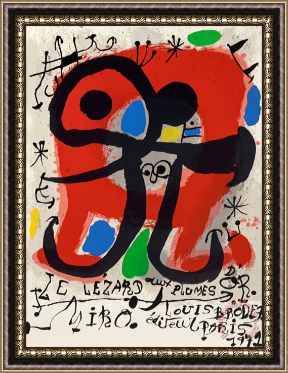 Joan Miro Le Lezard Aux Plumes D'or, Paris, 1971 Framed Painting