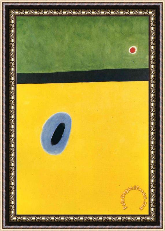Joan Miro The Lark S Wing Encircled with Golden Blue Rejoins The Heart of The Poppy Sleeping on a Diamond Framed Painting