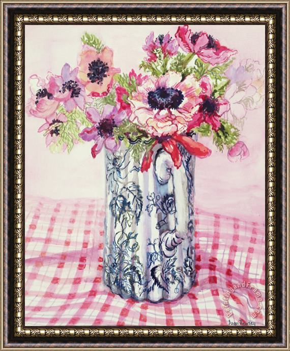 Joan Thewsey Anemones In A Victorian Flowered Jug Framed Print