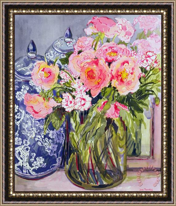 Joan Thewsey Still Life With Two Blue Ginger Jars Framed Print