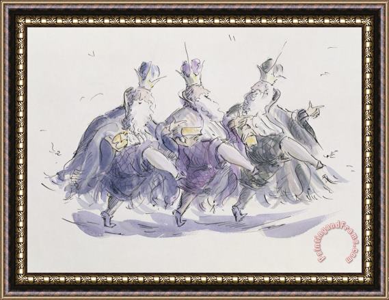 Joanna Logan Three Kings Dancing A Jig Framed Painting