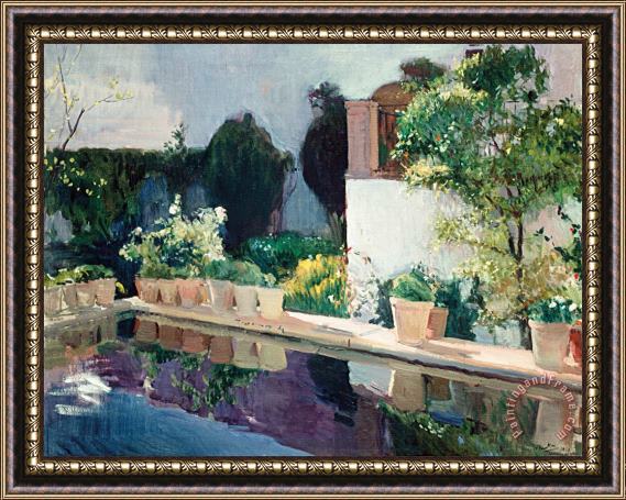 Joaquin Sorolla y Bastida Palace of Pond, Royal Gardens in Seville Framed Print