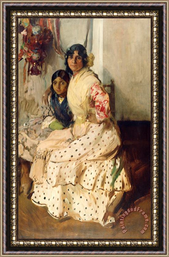 Joaquin Sorolla y Bastida Pepilla The Gypsy And Her Daughter Framed Print