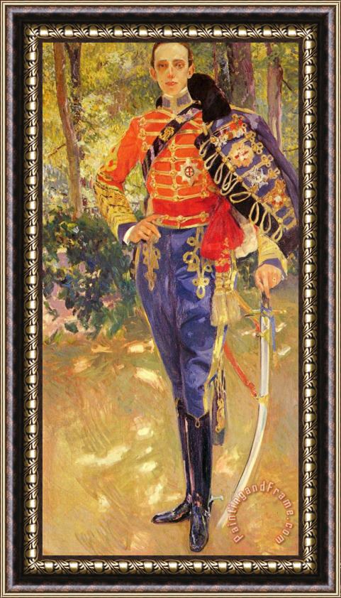 Joaquin Sorolla y Bastida Portrait of King Alfonso XIII in a Hussar's Uniform Framed Print