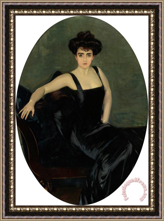 Joaquin Sorolla y Bastida Portrait of Mrs. Esperanza Conill De Zanetti Framed Print