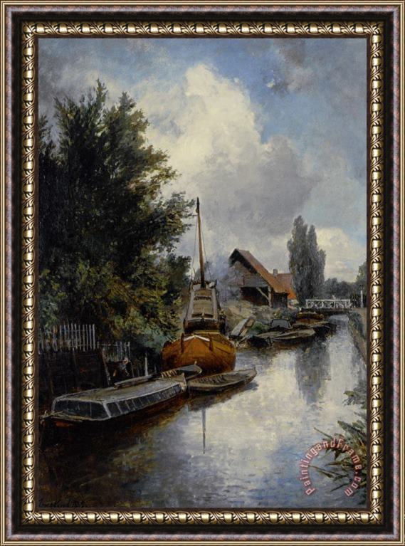 Johan Barthold Jongkind Chantier Naval Au Bord De La Schie Pres De Delft Framed Painting