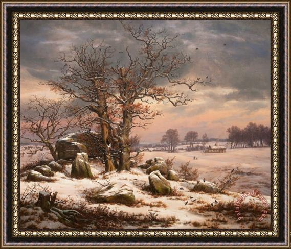 Johan Christian Dahl Winter Landscape Near Vordingborg, Denmark Framed Print