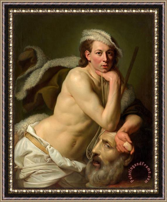 Johan Joseph Zoffany Self Portrait As David with The Head of Goliath Framed Painting