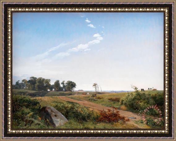 Johan Thomas Lundbye Zealand Landscape. Open Country in North Zealand Framed Print