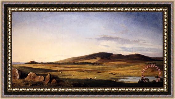 Johan Thomas Lundbye Zealand Landscape. View From Bjerreso Mark Towards Vejrhoj And Dragsholm Manor Framed Print