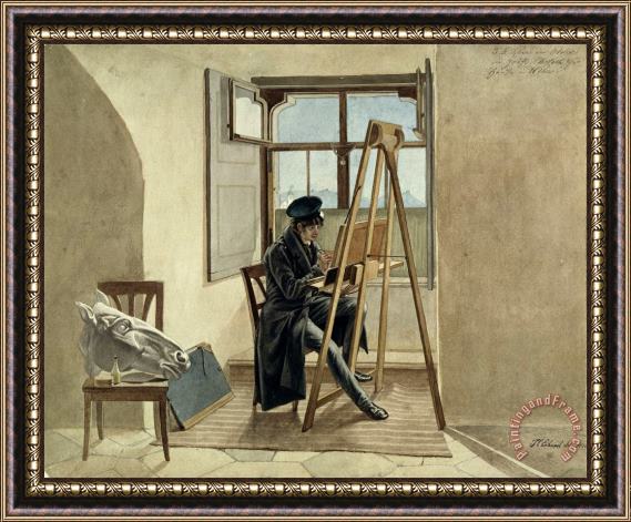 Johann Christoph Erhard The Painter Johann Adam Klein at The Easel in His Studio in The Palais Chotek in Vienna Framed Print