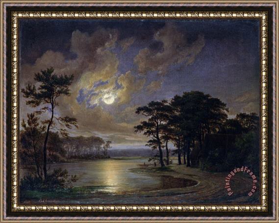 Johann Georg Haeselich Holstein Sea Moonlight Framed Print