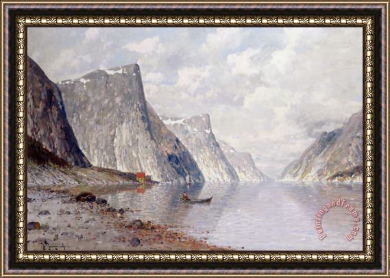 Johann II Jungblut Boating on a Norwegian Fjord Framed Print