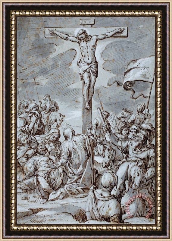 Johann or Hans von Aachen Crucifixion Framed Painting