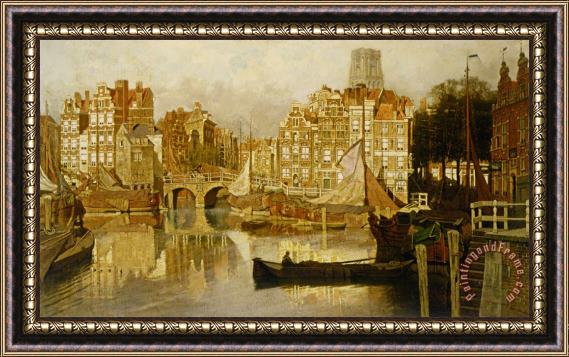 Johannes Christiaan Karel Klinkenberg A View of The Blaak Rotterdam Framed Painting