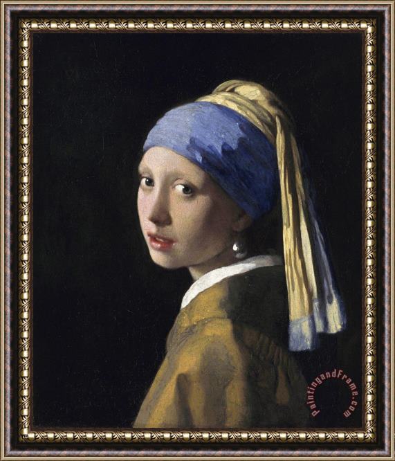 Johannes Vermeer Girl With A Pearl Earring Framed Painting