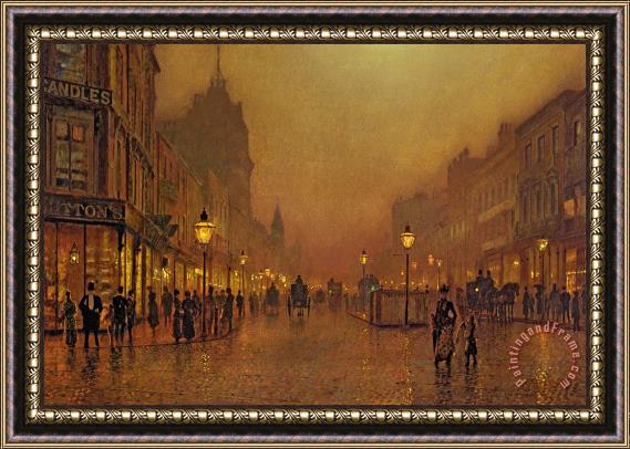 John Atkinson Grimshaw A Street at Night Framed Painting