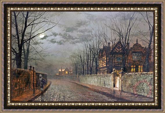 John Atkinson Grimshaw Old English House, Moonlight After Rain Framed Print