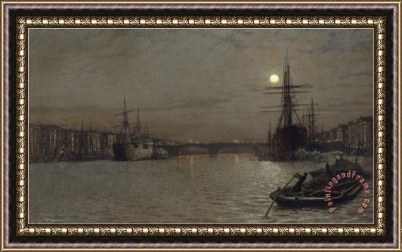 John Atkinson Grimshaw The Pool And London Bridge at Night 1884 Framed Print