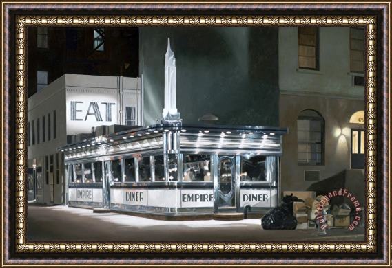 John Baeder Empire Diner Framed Painting