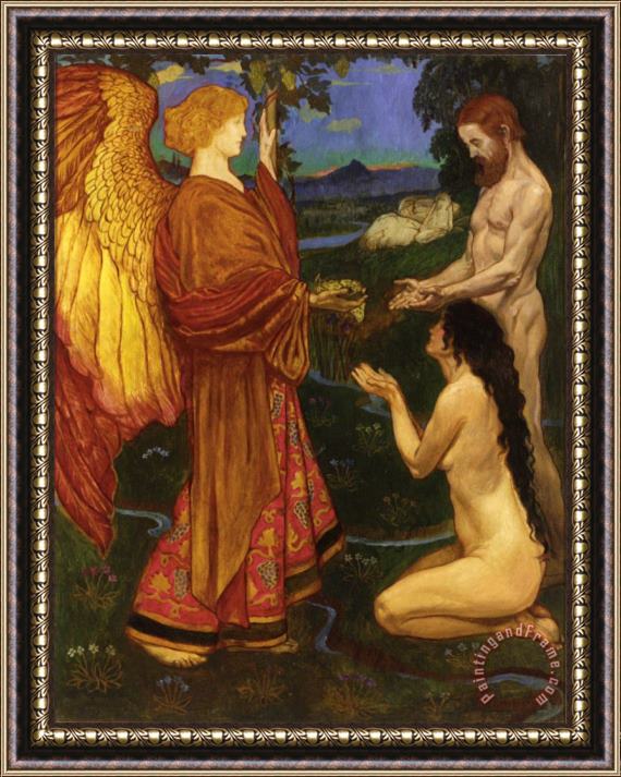 John Byam Liston Shaw The Angel Before Adam Framed Painting