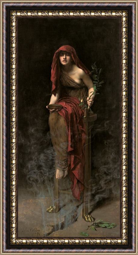 John Collier Priestess of Delphi Framed Painting