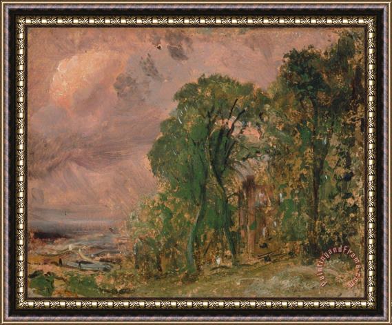 John Constable A View at Hampstead with Stormy Weather Framed Print