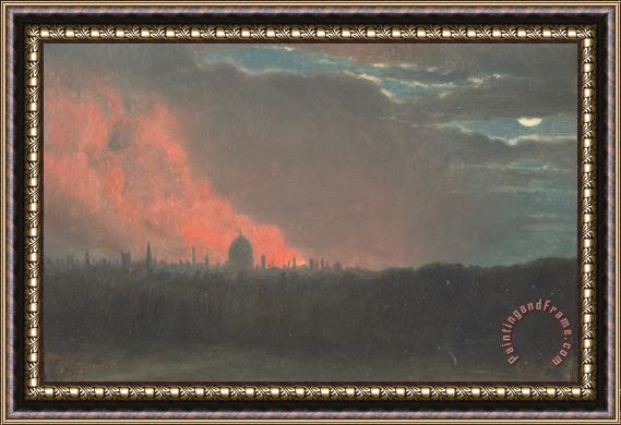 John Constable Fire in London, Seen From Hampstead Framed Painting