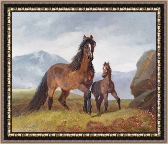 John Frederick Herring Snr A Welsh Mountain Mare and Foal Framed Painting