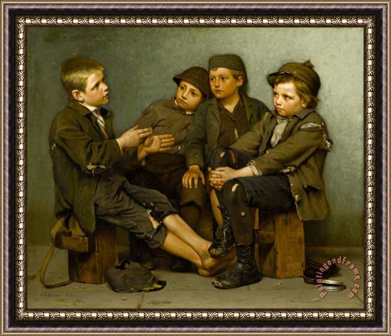 John George Brown A Tough Story Framed Painting