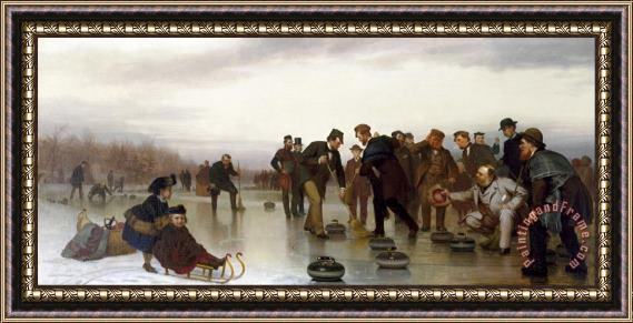 John George Brown Curling; a Scottish Game, at Central Park Framed Painting