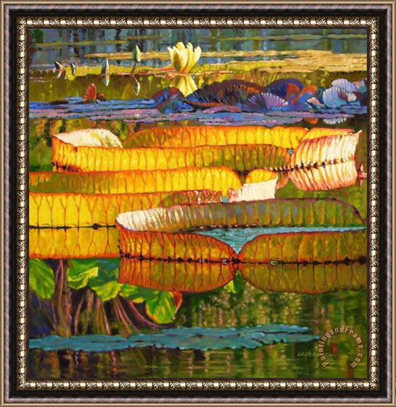 John Lautermilch Glorious Morning Lilies Framed Painting