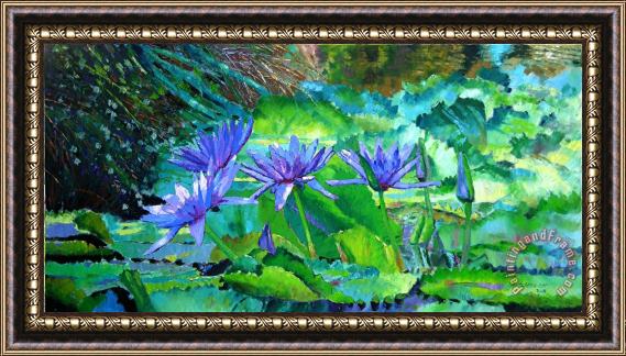 John Lautermilch Harmony of Purple and Green Framed Painting