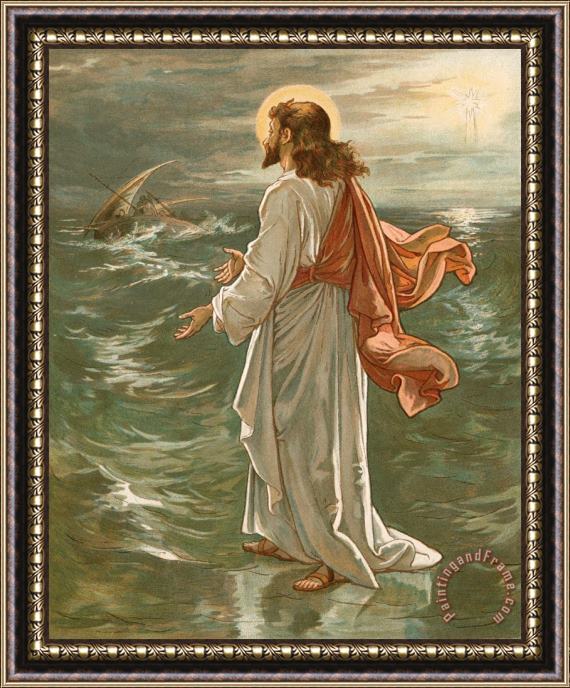 John Lawson Christ Walking on The Waters Framed Painting