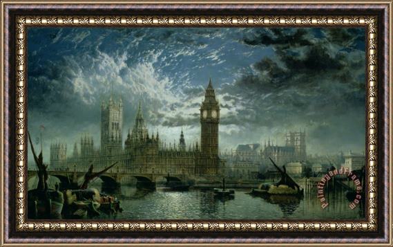 John MacVicar Anderson A View of Westminster Abbey and the Houses of Parliament Framed Print