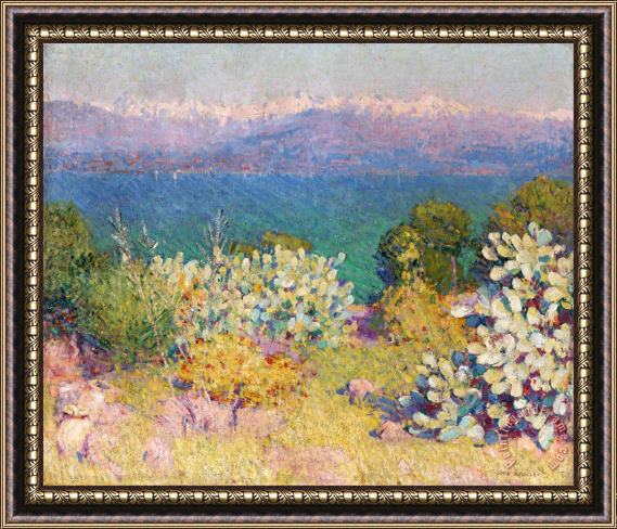 John Peter Russell In The Morning, Alpes Maritimes From Antibes Framed Painting